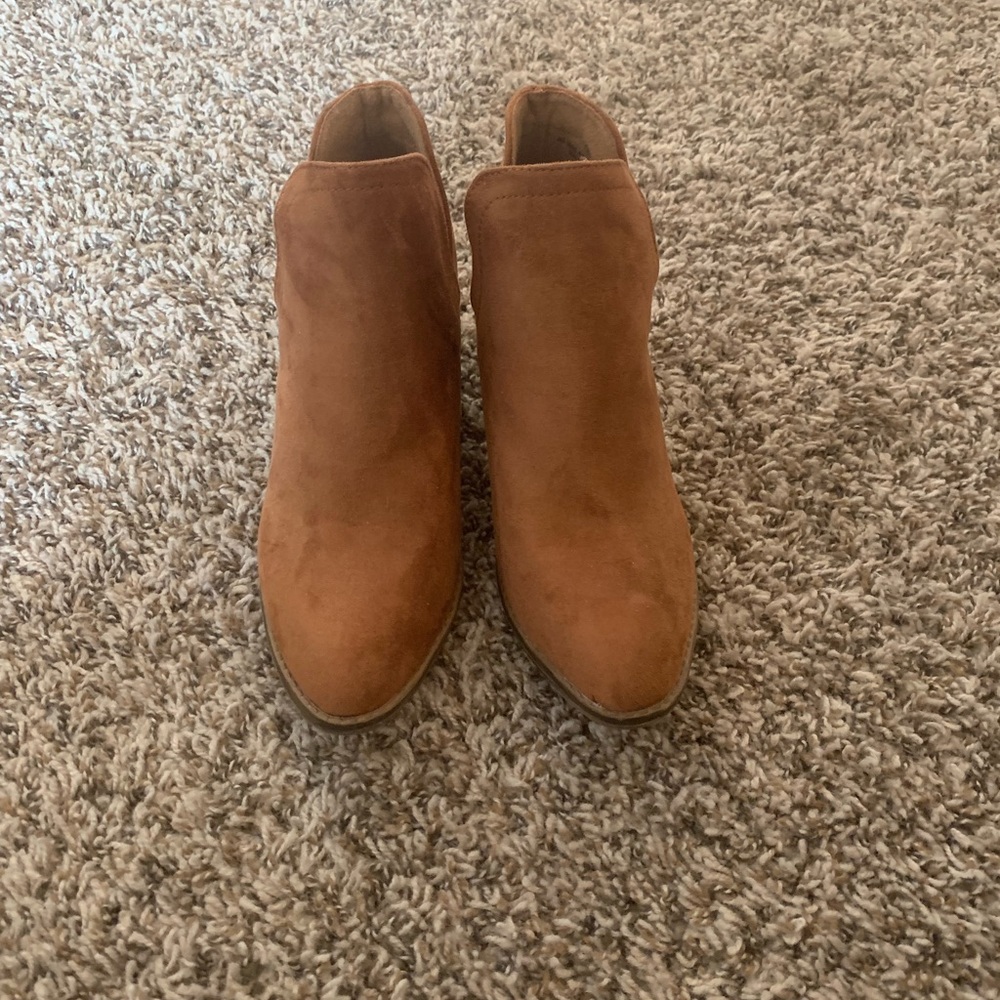 Brown suede booties